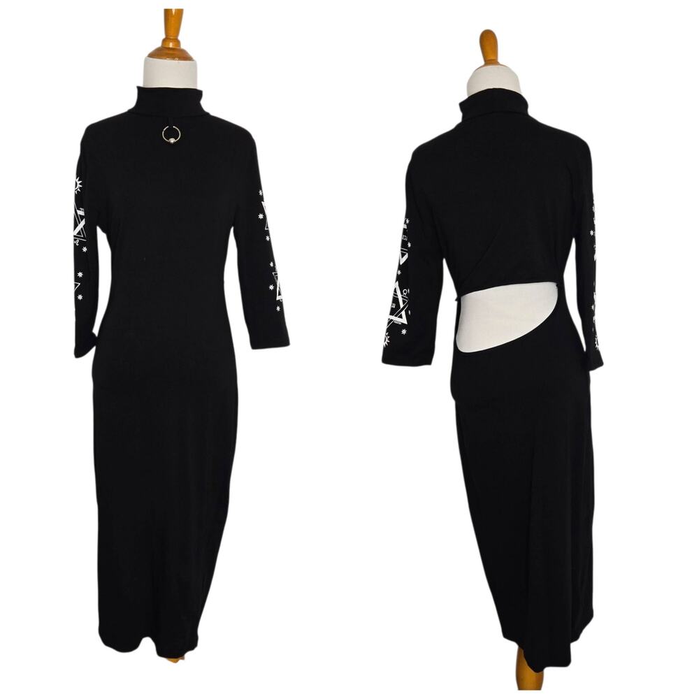 Disturbia Goth Sheath Dress Zodiac Symbols Mystical Cut Out Sexy Women 6